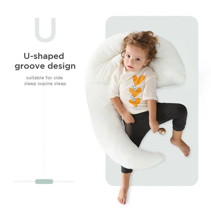 Choc Chick Curve Toddler Body Pillow for Sleep Training, 34X27 Inches Moon Shape Soft Child Hug Pillow, 100% Natural Cotton Pillowcase, Washable & Breathable Crib Pillow for Kids