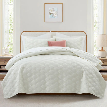 Imperial Homeware Floral Ultrasonic Quilted Bedspread Set – Lightweight Polyester Coverlet with Pillow Sham(S), Soft Breathable All-Season Bedding, Machine Washable, Twin/ Queen/ King