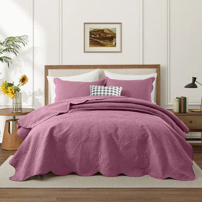 Imperial Homeware Floral Ultrasonic Quilted Bedspread Set – Lightweight Polyester Coverlet with Pillow Sham(S), Soft Breathable All-Season Bedding, Machine Washable, Twin/ Queen/ King