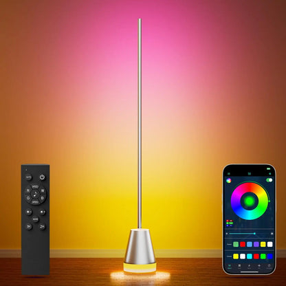 Smart RGB LED Corner Floor Lamp,172 Leds Bright Standing Lamps for Living Room with APP and Remote,Modern Floor Lamp with Music Sync and 16 Million Colors, Ambient Lighting for Bedroom