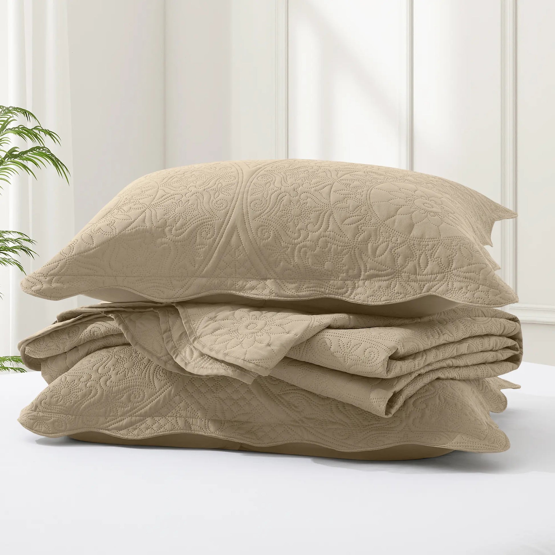 Imperial Homeware Floral Ultrasonic Quilted Bedspread Set – Lightweight Polyester Coverlet with Pillow Sham(S), Soft Breathable All-Season Bedding, Machine Washable, Twin/ Queen/ King