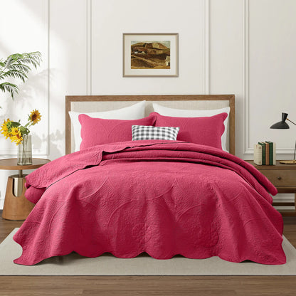 Imperial Homeware Floral Ultrasonic Quilted Bedspread Set – Lightweight Polyester Coverlet with Pillow Sham(S), Soft Breathable All-Season Bedding, Machine Washable, Twin/ Queen/ King