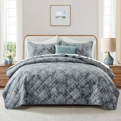 Imperial Homeware Floral Ultrasonic Quilted Bedspread Set – Lightweight Polyester Coverlet with Pillow Sham(S), Soft Breathable All-Season Bedding, Machine Washable, Twin/ Queen/ King