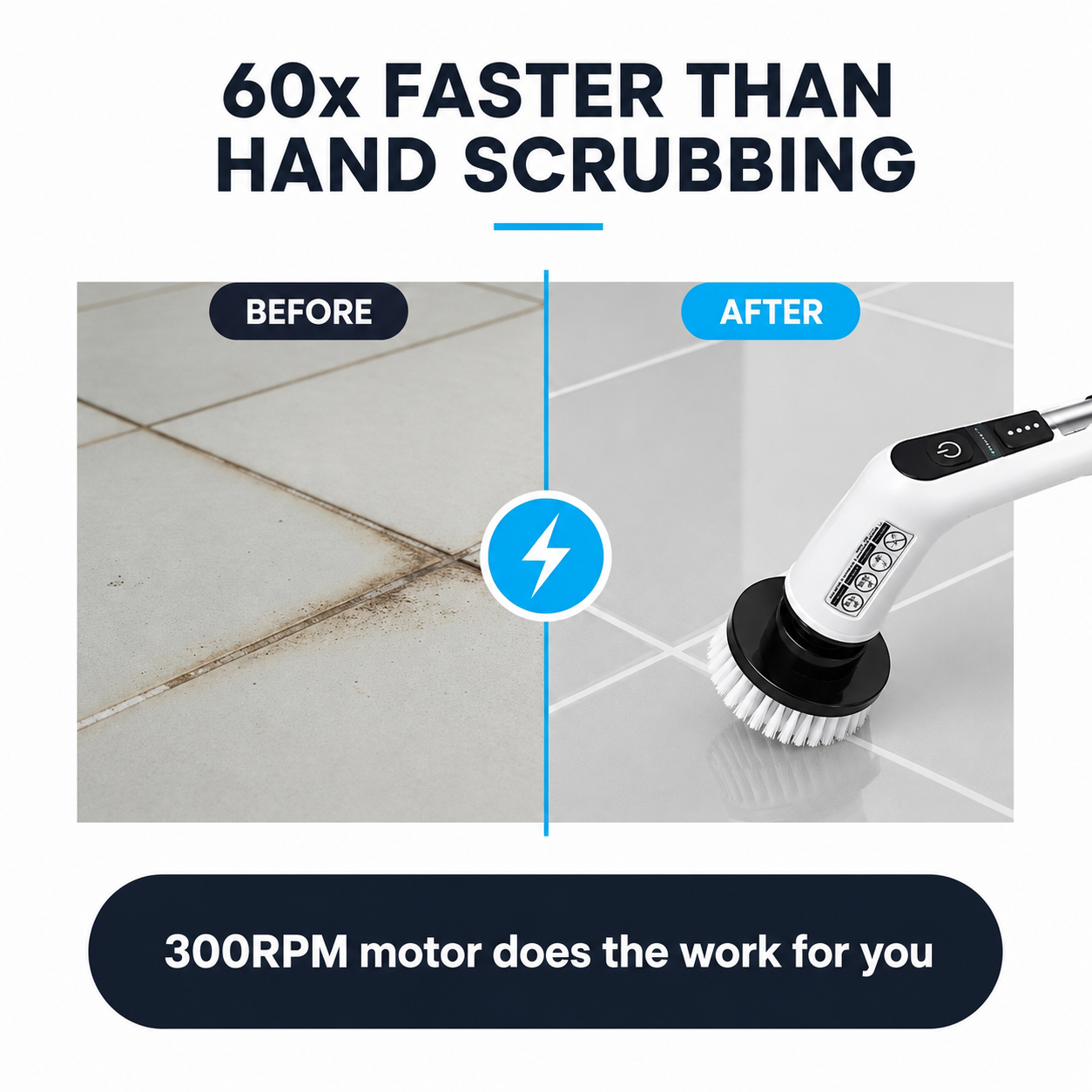 SpinPure Electric Spin Scrubber in use cleaning bathroom tile grout