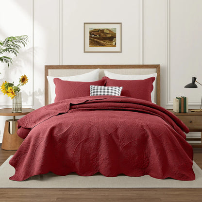 Imperial Homeware Floral Ultrasonic Quilted Bedspread Set – Lightweight Polyester Coverlet with Pillow Sham(S), Soft Breathable All-Season Bedding, Machine Washable, Twin/ Queen/ King