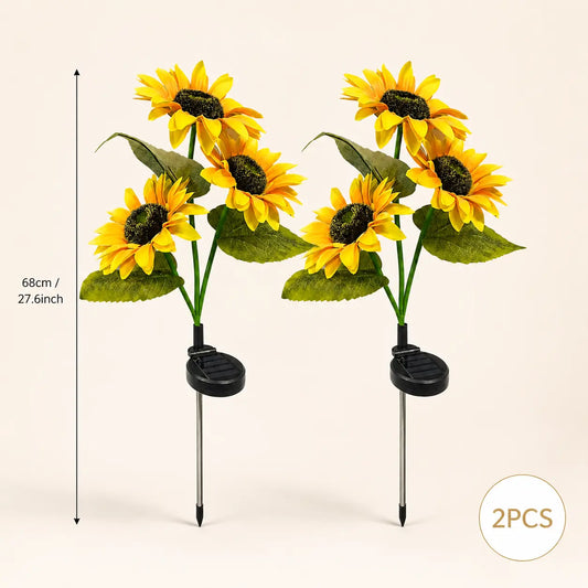 Solar Powered LED Sunflower Garden Lights Set of 2/4/6 Pieces Realistic Nighttime Glow for Yard Lawn Patio Porch Waterproof IP65 Energy Efficient Outdoor Lighting Durable Plastic Flowers All Weather Protection