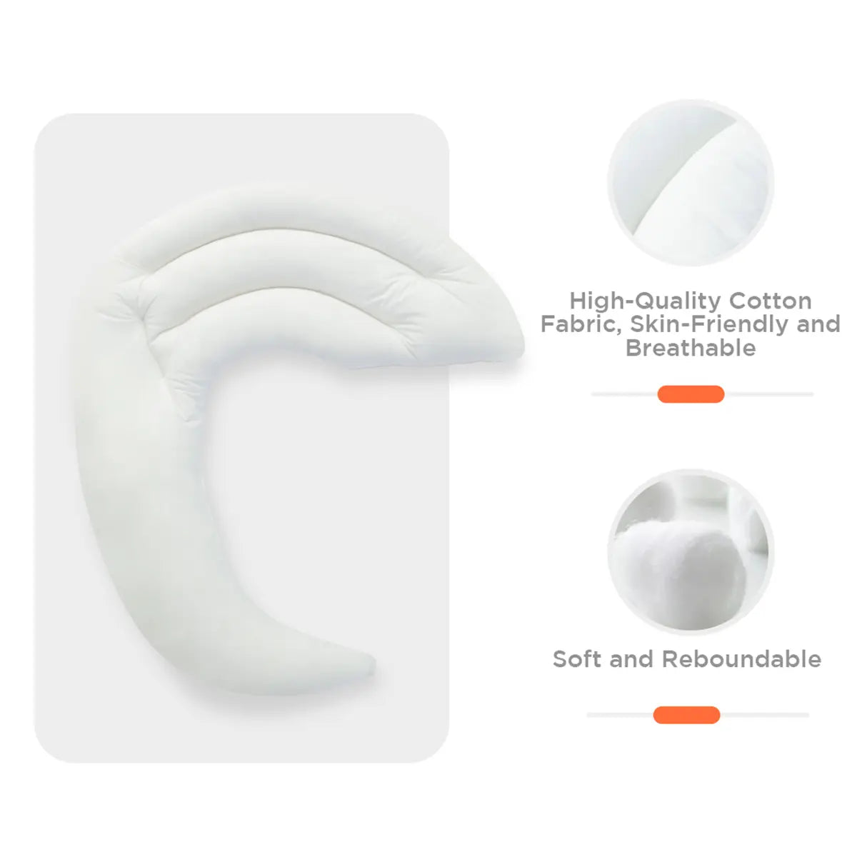 Choc Chick Curve Toddler Body Pillow for Sleep Training, 34X27 Inches Moon Shape Soft Child Hug Pillow, 100% Natural Cotton Pillowcase, Washable & Breathable Crib Pillow for Kids