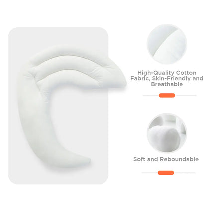 Choc Chick Curve Toddler Body Pillow for Sleep Training, 34X27 Inches Moon Shape Soft Child Hug Pillow, 100% Natural Cotton Pillowcase, Washable & Breathable Crib Pillow for Kids