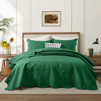Imperial Homeware Floral Ultrasonic Quilted Bedspread Set – Lightweight Polyester Coverlet with Pillow Sham(S), Soft Breathable All-Season Bedding, Machine Washable, Twin/ Queen/ King