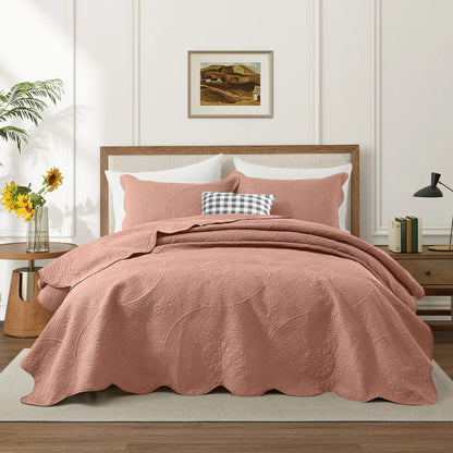 Imperial Homeware Floral Ultrasonic Quilted Bedspread Set – Lightweight Polyester Coverlet with Pillow Sham(S), Soft Breathable All-Season Bedding, Machine Washable, Twin/ Queen/ King
