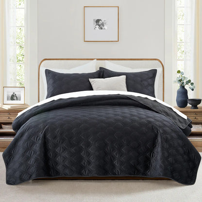 Imperial Homeware Floral Ultrasonic Quilted Bedspread Set – Lightweight Polyester Coverlet with Pillow Sham(S), Soft Breathable All-Season Bedding, Machine Washable, Twin/ Queen/ King