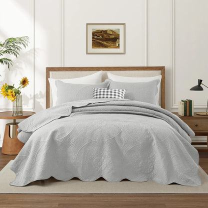 Imperial Homeware Floral Ultrasonic Quilted Bedspread Set – Lightweight Polyester Coverlet with Pillow Sham(S), Soft Breathable All-Season Bedding, Machine Washable, Twin/ Queen/ King