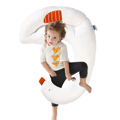 Choc Chick Curve Toddler Body Pillow for Sleep Training, 34X27 Inches Moon Shape Soft Child Hug Pillow, 100% Natural Cotton Pillowcase, Washable & Breathable Crib Pillow for Kids