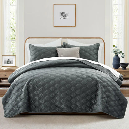 Imperial Homeware Floral Ultrasonic Quilted Bedspread Set – Lightweight Polyester Coverlet with Pillow Sham(S), Soft Breathable All-Season Bedding, Machine Washable, Twin/ Queen/ King
