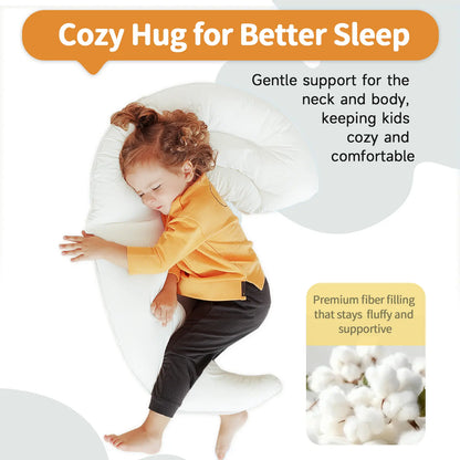 Choc Chick Curve Toddler Body Pillow for Sleep Training, 34X27 Inches Moon Shape Soft Child Hug Pillow, 100% Natural Cotton Pillowcase, Washable & Breathable Crib Pillow for Kids