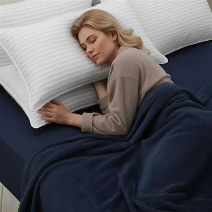 Utopia Bedding Hotel-Quality Bed Pillows for Sleeping - Set of 4, Soft Contoured Design, White Striped, Queen Size, Comfort for Back, Stomach, or Side Sleepers