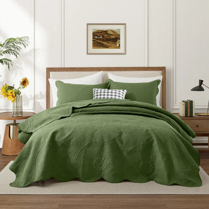 Imperial Homeware Floral Ultrasonic Quilted Bedspread Set – Lightweight Polyester Coverlet with Pillow Sham(S), Soft Breathable All-Season Bedding, Machine Washable, Twin/ Queen/ King