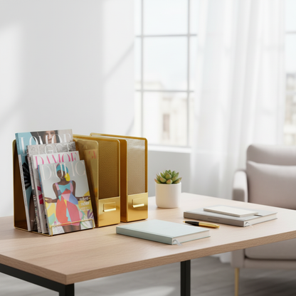 Gold Magazine File Holder Set of 4 - lifestyle shot