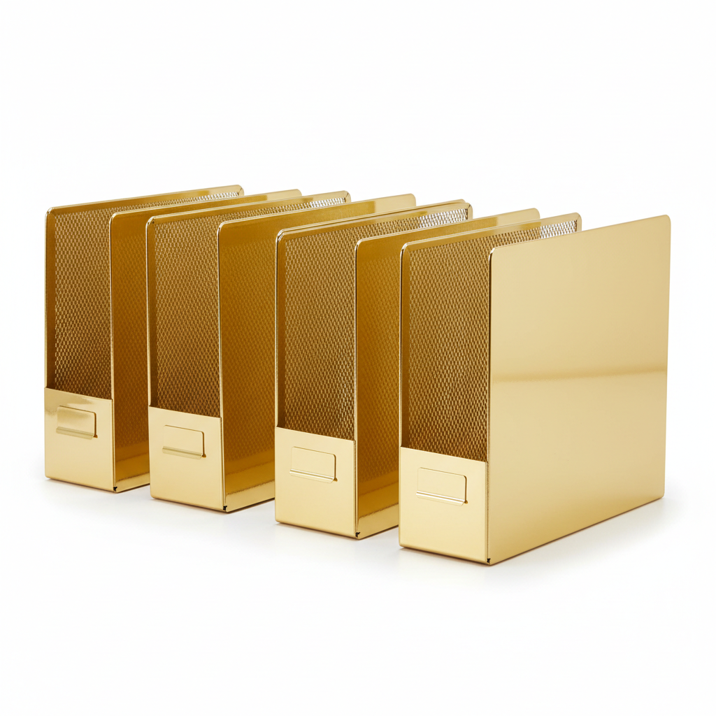 Gold Magazine File Holder Set of 4 - product shot